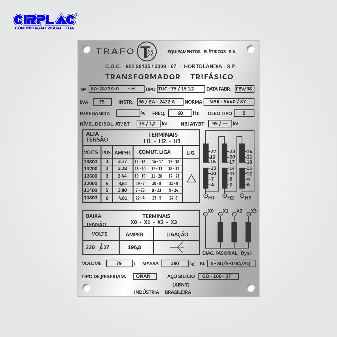 Placas para Transformadores - Cirplac Comunicação Visual